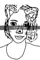 a drawing of a woman with cat ears and the words je suis un ga on the bottom