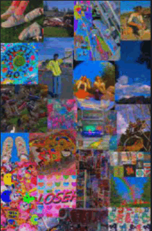 a collage of pictures with a lot of different colors and images