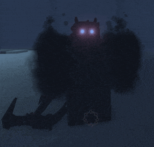 a computer generated image of a monster with glowing eyes and wings