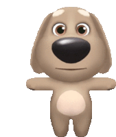 a cartoon dog with its arms outstretched is standing on a white background