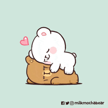 a cartoon of a white bear hugging a brown bear with a heart above them