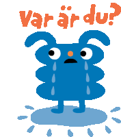 a blue monster with tears coming out of its eyes and the words varar du written above it