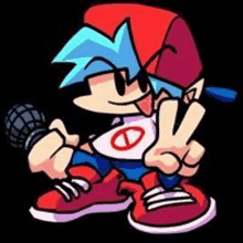 a cartoon of a boy holding a microphone and giving a peace sign .