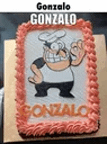 a cake with a picture of gonzalo gonzalo on it .