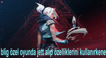 an advertisement for a video game called blitz özel oyunda jett alip özelliklerini kullanirkene