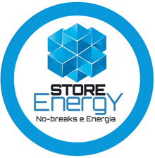 a blue and white circle with the words store energy on it