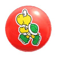 a red ball with a cartoon character on it