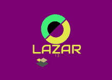 a purple background with a logo that says lazar 13