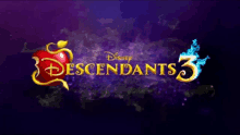 a disney descendants 3 logo with a red apple on it