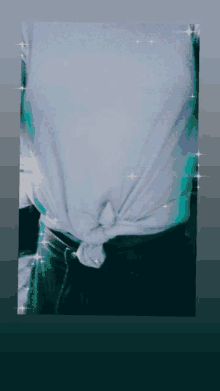 a person wearing a white shirt with a knot in the waist