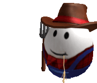 an egg wearing a cowboy hat and suspenders