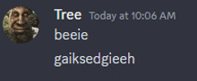 a picture of a man with the words tree today at 10:06 am