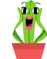 a cartoon illustration of a cactus with a surprised face