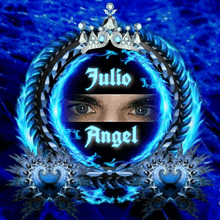 a picture of a man with the name julio and angel on it