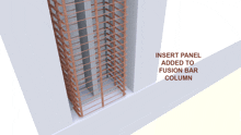 a computer generated image of a building with the words insert panel added to fusion bar column