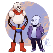 a drawing of papyrus and sans from undertale by lucidly lucid