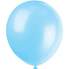 a light blue balloon is sitting on a white background .