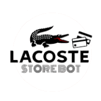 the logo for lacoste storebot is a crocodile with a wallet and a credit card .