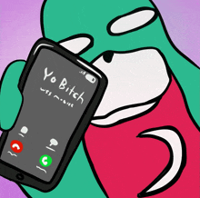 a phone that says yo bitch on it