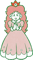 a drawing of princess daisy wearing a pink dress and a red crown