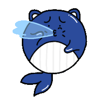 a cartoon whale is crying with a tear coming out of its mouth