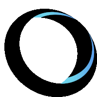 a black circle with a blue stripe on it