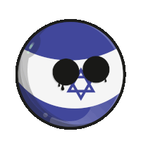 a blue and white ball with black eyes and a star