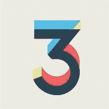 the number three is colorful and has a geometric design .