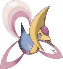 a cartoon drawing of a pokemon with a long tail and a purple head .