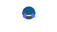 a blue laughing face with tears coming out of its eyes