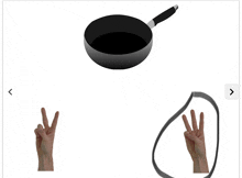 a drawing of a frying pan with a peace sign and a ring