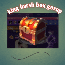 an advertisement for king harsh box gorup shows a chest