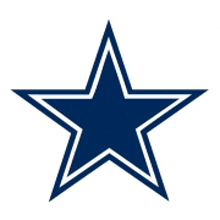 a blue cowboys star with a white outline