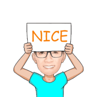 a man with glasses is holding a sign that says nice