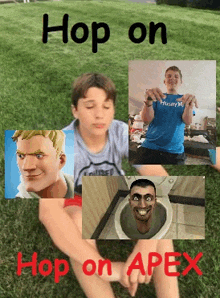 a poster that says ' hop on apex ' at the top