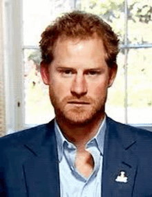 a man with a beard is wearing a blue suit and tie .