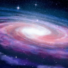 a painting of a galaxy with a white center