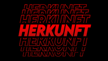 a black background with red letters that say herkuneft