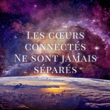 a purple background with the words les cœurs connectes ne sont jamais separes