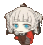 a pixel art drawing of a girl with blue eyes and white hair .