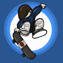 a cartoon drawing of a person riding a skateboard with shrek on it