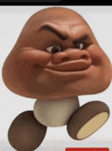 a close up of a cartoon character with a very angry face