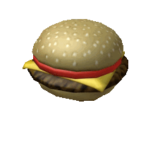 a 3d model of a hamburger with cheese and tomatoes on a white background