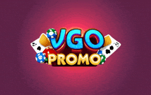 a logo for vgo promo with playing cards and chips