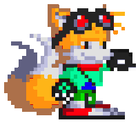 a pixel art illustration of a fox wearing sunglasses