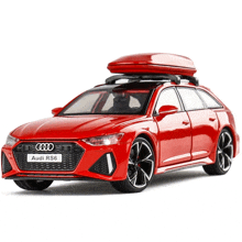 a red audi rs6 model car with a roof rack