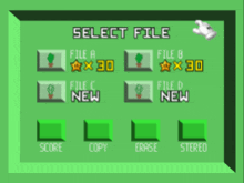 a green screen with the words select file on top