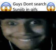 a picture of a man with the words " guys dont search sunjib in gifs " above it