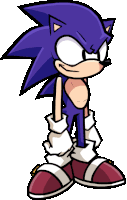 a cartoon drawing of a sonic the hedgehog with a serious look on his face