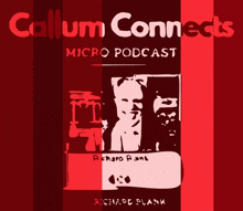 a red and white poster for callum connects